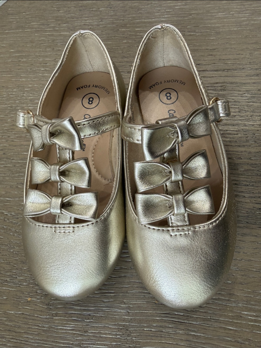 Cat & Jack Girls Metallic Gold Bow Mary Janes